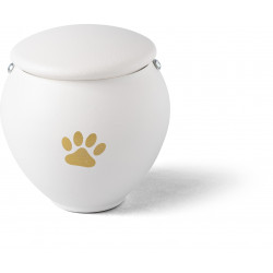 A beautiful image of Animal urn showcasing Request for quotation: Porcelain-coated steel urn for animals. available at Porzellanfoto Hemp.
