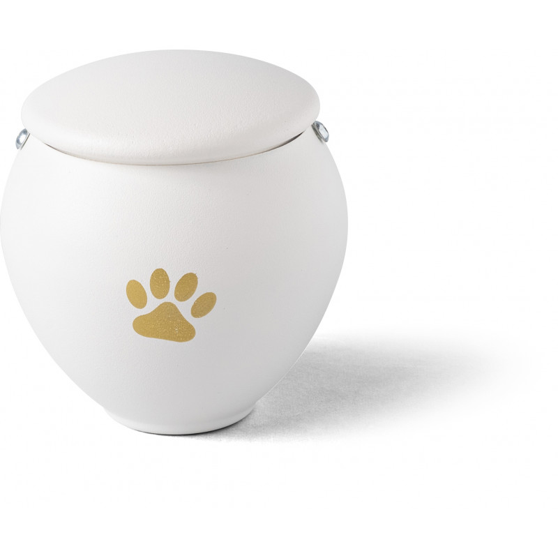 A stylish image of Tier Urn, featuring Request for quotation: Porcelain-coated steel urn for animals., available at Porzellanfoto Hemp.