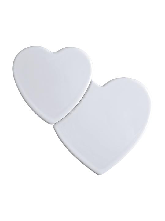 A beautiful image of Doppelherz, en efecto. showcasing Solicitud de presupuesto: Dos platos planos en forma de corazón, para decorar con dos imágenes o texto e imagen. available at Porzellanfoto Hemp.