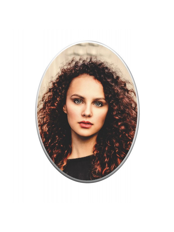 Lápide tumular, imagem oval de porcelana com furos